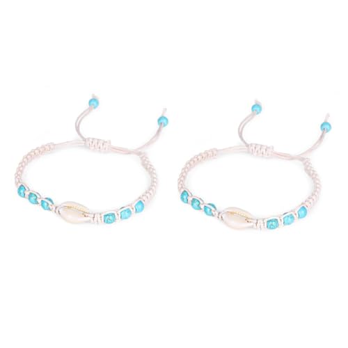Beavorty 2 Stück Gewebtes Armband armschlinge Schalenarmband Muschelhandschmuck gewebtes Muschelarmband Weiß von Beavorty