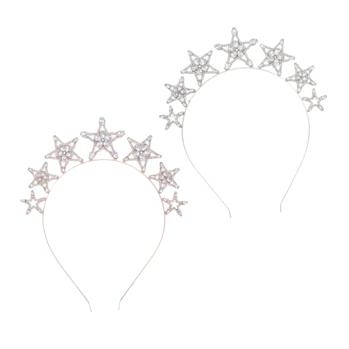 Beavorty 2 Stück Glitzernde Stern Krone Haarreif mit Funkelnden Strasssteinen für Mädchen Geburtstag Hochzeiten Party Festlicher Haarschmuck Silber Roségold von Beavorty