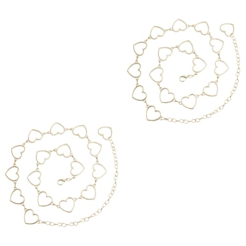 Beavorty 2 Stück Goldfarbene Herzform Kette Dekorative Hüfthalskette für Damen Metallhaken Kette für Hochzeitskleider Partykleider Strandmode von Beavorty