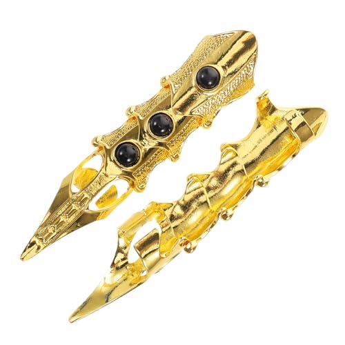 Beavorty 2 Stück Gothic Punk Langfinger Ringe Verstellbar Metall Vollgelenk Ringe Retro Stil Halloween Party Schmuck Herren von Beavorty