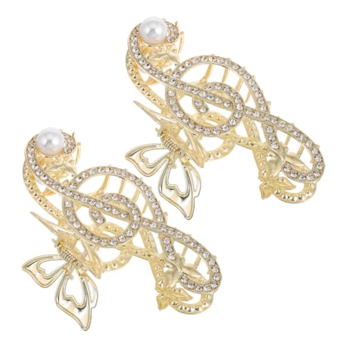 Beavorty 2stücke Haarklammern Mit Strasssteinen Und Perlen Für Mädchen Große Rutschfeste Haarklammern Mit Musiknoten Für Dickes Haar Haarstyling Hochzeiten Partys von Beavorty