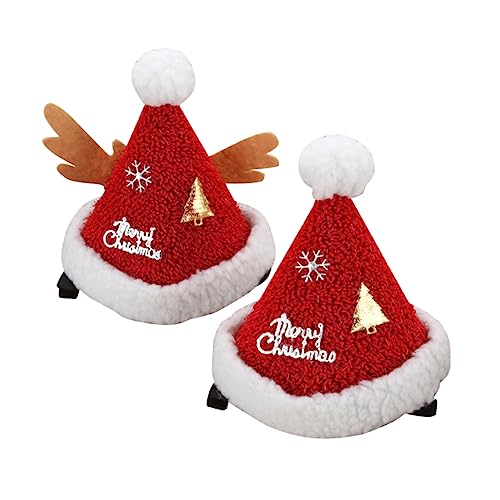 Beavorty 2 Stück Haarspangen mit Weihnachtsmannmütze und Weihnachtsclip für Erwachsene Jungen und Mädchen Haar-accessoires mit Weihnachtsmann-design Aus Plüsch für Frauen Verlobungsparty von Beavorty