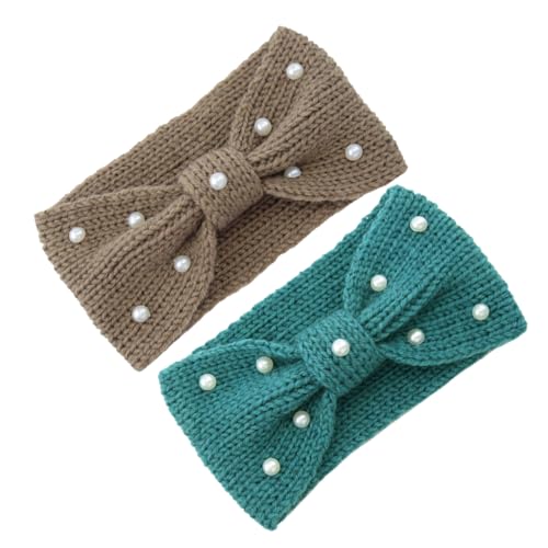 Beavorty 2stücke Gestricktes Stirnband Für Damen Mit Perlen Zopfmuster Ohrenwärmer Winter-haarband Kopfwärmer Atmungsaktiv Für Herbst Und Frühling Bequemes - -stirnband von Beavorty