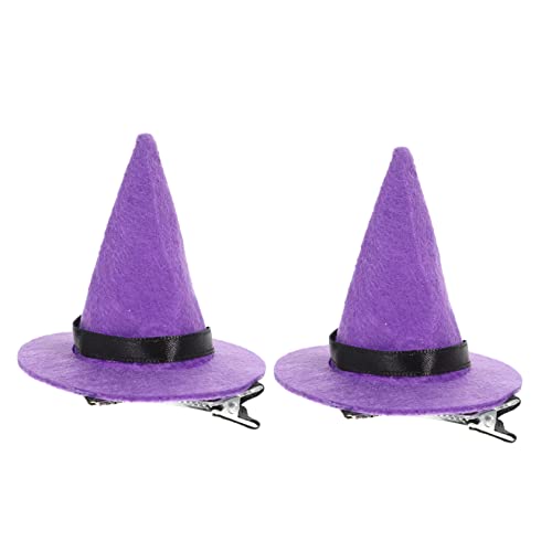 Beavorty 2st Halloween-haar-accessoires Halloween-zaubererhut Party-hexenhut Halloween Kostüm Hexenhüte Hexenhut Haarspangen Zauberhut-stirnband Violett Vliesstoff Mini Die Hexe Fräulein von Beavorty