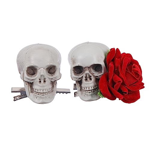 Beavorty 2st Halloween-haarspangen Gothic Haarschmuck Grusel Gothic-haarspangen Tag Des Toten Haarteils Skelett-haarspangen Skelett Haarschmuck Blumen Schädel Bettwäsche Aus Baumwolle Frau von Beavorty