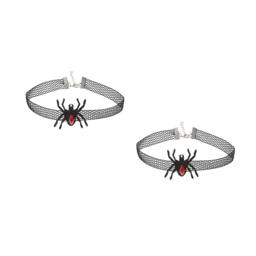 Beavorty 2 Stück Halskette Verstellbar Garnmaterial Stylischer Spider Necklace für Halloween Party Punk Collar Schmuck für Alltag und Mottopartys von Beavorty
