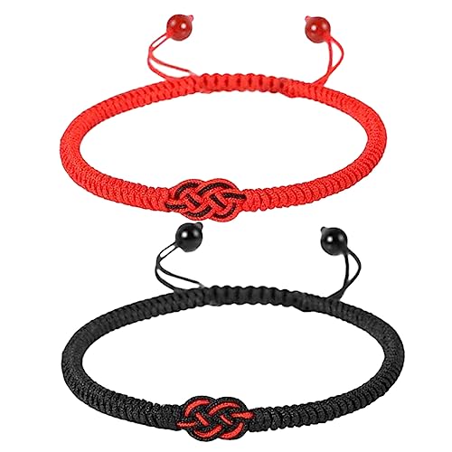 Beavorty 2 Stück Handgefertigte Partnerarmbänder Geflochtene Freundschaftsarmbänder Rot und Schwarz Verstellbar für Besondere Anlässe von Beavorty