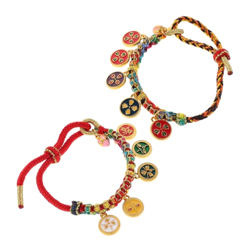 Beavorty 2 Stück Handgewebtes Tibetisches Glücksarmbänder aus Weicher Baumwolle Verstellbar mit Traditionellem Thangka motiv Symbolisch für Wohlstand und Reichtum Unisex Farbenfrohes von Beavorty