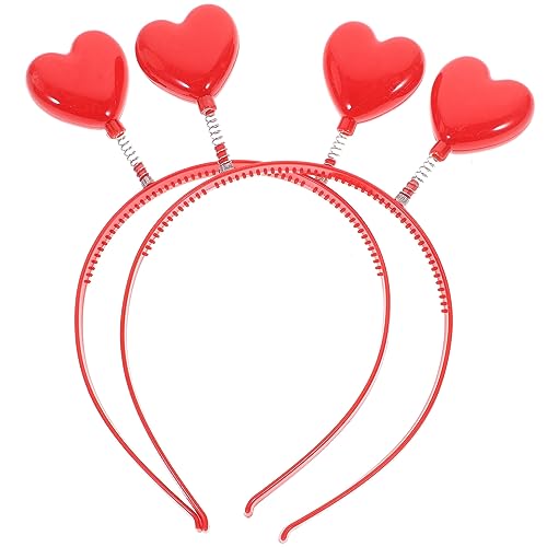 Beavorty 2st Liebe Stirnband Valentinstag Tiara Valentinstag Stirnband Herz-bopper-stirnband Valentinstag Herz Stirnband Herz Haarreifen Amor Roter Herzkopf-bopper Feder Plastik Pailletten von Beavorty