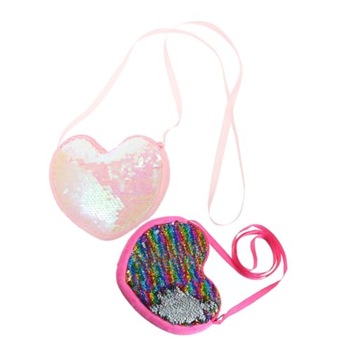 Beavorty 2 Stück Herzförmige Pailletten Geldbörse für Mädchen Bunte Umhängetasche mit Schultergurt Süße Crossbody Handtasche für Kleine für Münzen und Beavorty 2 Stück Herzförmige Pailletten Geldbörse für Mädchen Bunte Umhängetasche mit Schultergurt Süße Crossbody Handtasche für Kleine für Münzen und von Beavorty