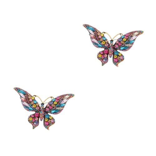 Beavorty 2 Stück Hochwertige Schmetterlingsbrosche Eleganter Anstecker für Kleidung Hüte und Schals Multifunktionales Accessoire mit Funkelnden Rhinestones für zu Besonderen Anlässen von Beavorty
