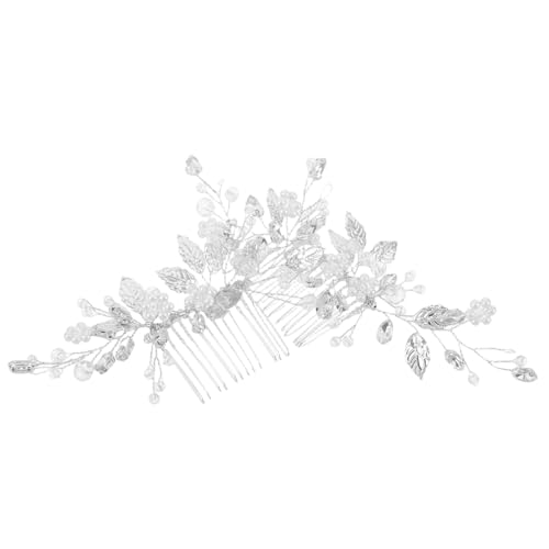 Beavorty 2stücke Haarkamm Für Braut Mit Blattmotiv Kunstperlen Glitzerndem Schmuck Für Hochzeit Abschlussball Seitenkamm Für Frauen Und Mädchen von Beavorty