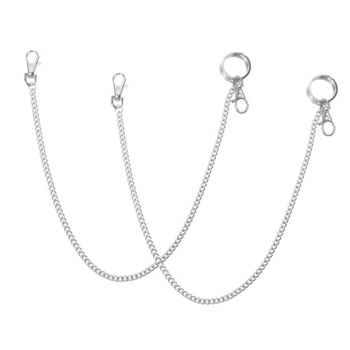 Beavorty 2 Stück Jeans Geldbörsenketten mit Karabinerverschluss Lange Robuste Metall Hosenschlüsselketten für Herren Trendiges Denim Design Praktische Aufbewahrung von Karten und Bargeld von Beavorty