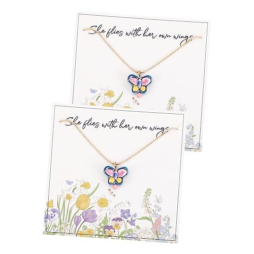 Beavorty 2stücke Schmetterlingshalsketten Für Frauen Und Mädchen Keramik-anhänger Modisches Schmuckzubehör Für Verschiedene Anlässe Und Outfits von Beavorty