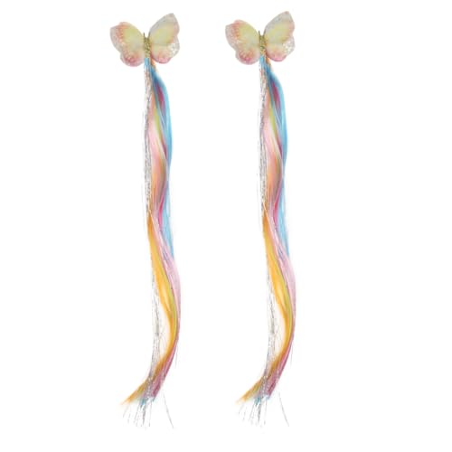 Beavorty 2stücke Pack Regenbogen Haarverlängerungen Farbige Kopfschmuck Junge Mädchen Kostüm Haar Zubehör von Beavorty