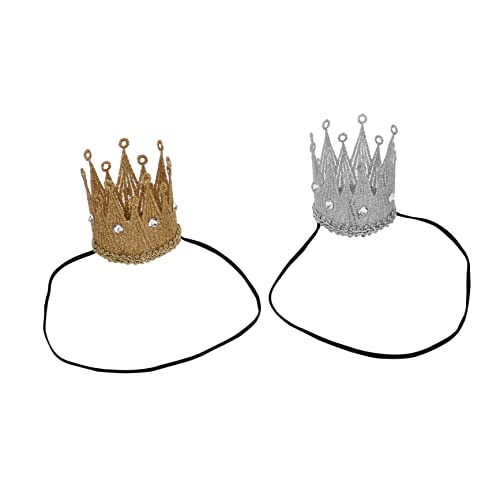 Beavorty 2st Krone Stirnband Für Kinder Geburtstagskappe Kristall Tiara Stirnband Kopfschmuck Erster Geburtstagshut Kopfbedeckungen Für Kinder Baby Haarband Foto Duschhaube Kleinkind Stoff von Beavorty