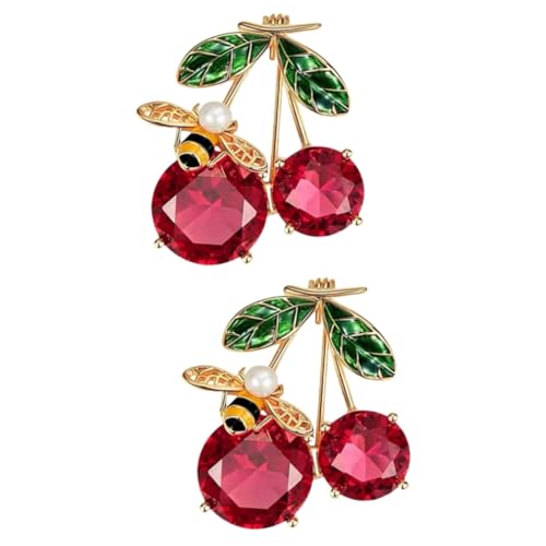 Beavorty 2 Stück Kirsche Brosche für Damen Süße Anstecknadel Modisches Accessoire für Kleidung Schals Hüte Partys Geburtstage Besondere Anlässe von Beavorty