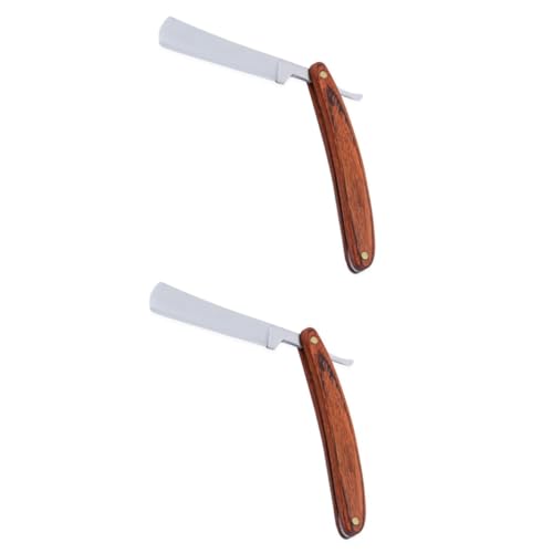 Beavorty 2 Stück Klassisches Rasiermesser mit Holzgriff Handrasierer für Herren für Professionellen Barbershop oder Heimgebrauch Tragbar und Sicher und Bequem Anwendung von Beavorty