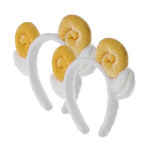 Beavorty 2 Stück Klaue Stirnband Erwachsene Stirnbänder mit Lammohren gehörnt Mädchen Hörner Cosplay Kopfschmuck aus Schafshorn Entzückendes Haarband Haarzubehör Stoff Gelb von Beavorty
