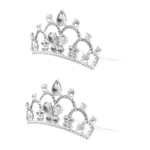 Beavorty 2st Haarkamm Mit Kristallkrone Haarschmuck Kleine Prinzessin Mädchen Weiß Legierung Strass Stirnband von Beavorty