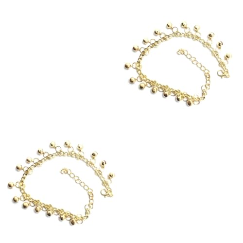 Beavorty 2 Stück Mehrlagige Fußkette mit Glocken Verstellbares Knöchelband Modisches Fußkettchen für Damen und Mädchen Komfortabel und Auffällig für Partys und Festliche Anlässe Goldfarben von Beavorty