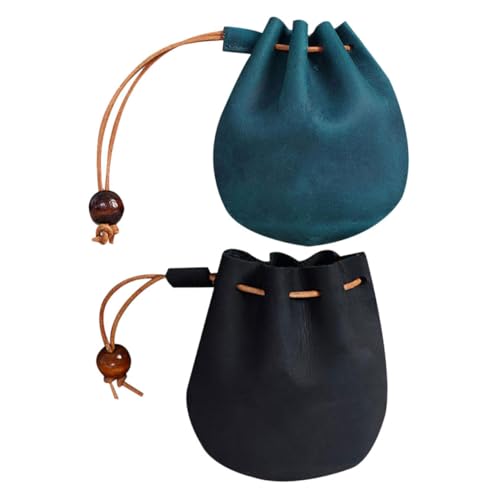 Beavorty 2stücke Münzbeutel Aus Strapazierfähigem Pu Kleiner Beutel Mit Kordelzug Tragbar Für Schmuck Und Münzen Vielseitige Aufbewahrungstasche Geeignet Für Reisen Und Alltag von Beavorty