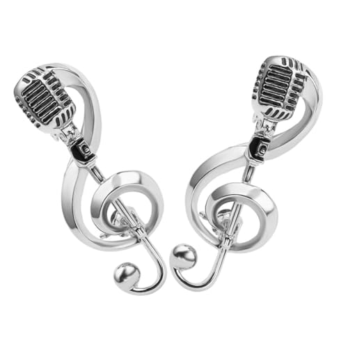 Beavorty 2 Stück Musik Brosche Musiknoten-Abzeichen Musikalische Brosche Stilvoll Gold Musical für Retro Mikrofon Brosche Mode Schmuck Brosche Broschennadel Musikbrosche Legierung Silver von Beavorty