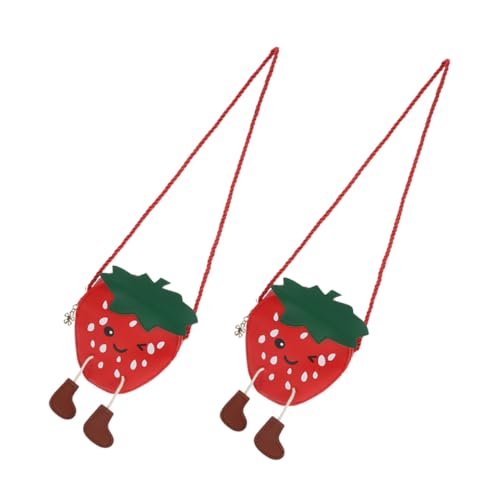 Beavorty 2 Stück Niedliche Erdbeer umhängetasche für Robustem PU mit Verstellbarem Schultergurt Vielseitige Crossbody Tasche für Kleine Mädchen zum Organisieren Schulutensilien von Beavorty