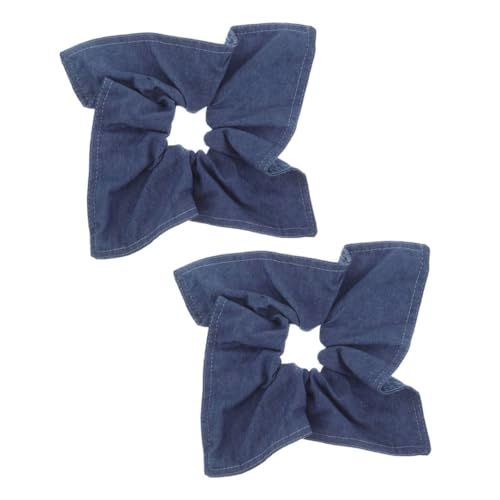 Beavorty 2stücke Grosse Elastische Haargummis Mit Schleife Dickes Haargummi Für Mädchen Breites Jeans-stirnband Haarbänder Mit Schleife Jeans-haar-accessoires von Beavorty