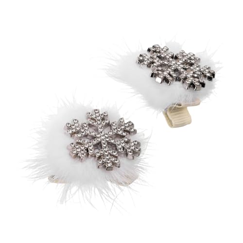 Beavorty 2stücke Schneeflocken-haarspangen Aus Plüsch Glitzernde Damen-haarspangen Weihnachts-haarschmuck Schneeflocken-haarnadeln Kopfschmuck Für Festivals Winter-party-accessoires von Beavorty