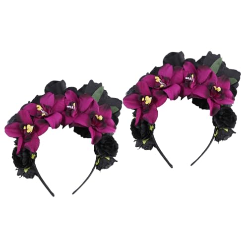 Beavorty 2 Stk Rosen blumen Stirnband halloween perücke perücken für halloween Haarband mit Blumenmuster fotografie zubehör Jahrgang Haarschmuck Vampir Kopfbedeckung Fräulein Stoff von Beavorty