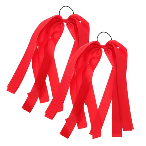 Beavorty 2 Stück Rote Haarschleifen-haarspangen Aus Seidensatin Pferdeschwanzhalter Haargummis Für Mädchen Und Frauen von Beavorty