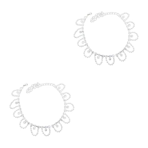 Beavorty 2 Stück Schimmernde Rhinestone Fußkette Verstellbares Fußschmuckstück mit Verschluss Dekorative Sandalen Fußkette für Frauen für Strandpartys Tägliches von Beavorty
