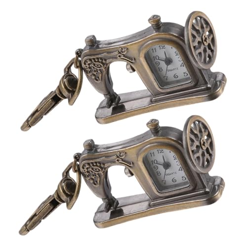 Beavorty 2stücke Quarz Schlüsselanhänger Uhr Vintage Nähmaschinenform Uhr Taschenuhr Mit Clip Antike Taschenuhr Schlüsselanhänger Für Herren von Beavorty
