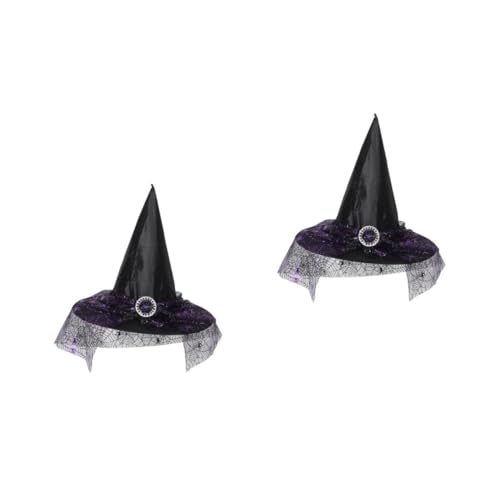 Beavorty 2 Stück Schwarzer Hexenhut mit Spinnennetz Atmungsaktives Meshgewebe Breiter Leichter für Halloween Kostüm Damen Cosplay Zubehör von Beavorty