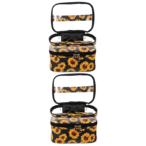 Beavorty 2 Stück Sonnenblumen-Make-Up-Tasche Make-Up-Behälter Aufbewahrungstaschen Für Reisen Aufbewahrungstasche Organizer Make-Up-Taschen In Großen Mengen Tragbare Kosmetiktasche von Beavorty