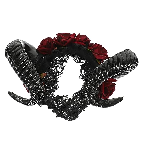 Beavorty 2st Hörner Cosplay Halloween-kranz Stirnband Mit Teufelshörnern Gothic Hörner Kopfbedeckung Halloween-stirnband Vintage Halloween-hörner Blumenkopfschmuck Fräulein Mädchen von Beavorty