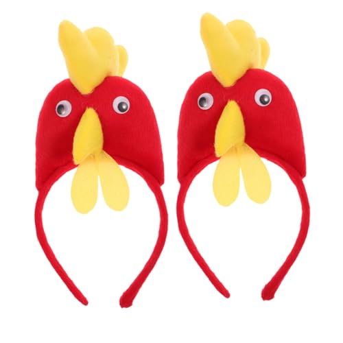 Beavorty 2stücke Stirnband Für Junge Mädchen Hahn-design Feiertags-kopfbedeckung Leicht Und Bequem Für Partys Und Cosplay Stoffmaterial Bunte Stirnbänder Zum Anziehen von Beavorty