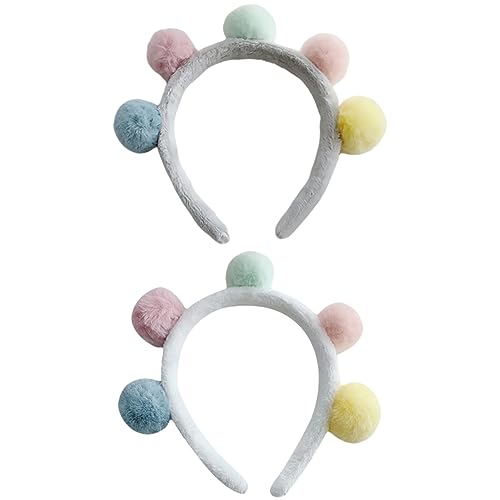 Beavorty Kopfbedeckung 2 Stück Stirnband Haarband Tocados Para El Haarschmuck Mädchen Stirnband Bad Stirnband Bommel Haarband Flauschiges Bommel Stirnband Pompon Ball Stirnband Kleidung von Beavorty