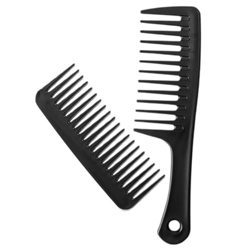 Beavorty 2 Stück Teiliges Groß mit Breiten Zähnen Antistatisch für Lockiges Haar Nass Trocken Styling shampoo werkzeug Tragbar für Männer Frauen Studenten Pflegeleicht Schwarz von Beavorty