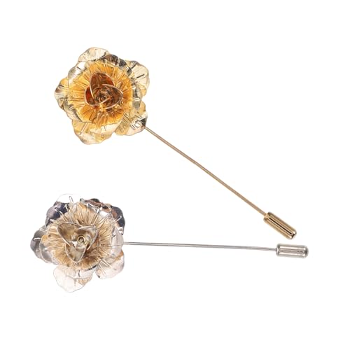 Beavorty 2stücke Rosenblütenbrosche Für Herren Vintage-anstecker Aus Legierung Blumenbrosche Mit Nadel Für Hochzeit Party Business Outfit Kleidungsbrosche Mit Rosenblumen-design von Beavorty