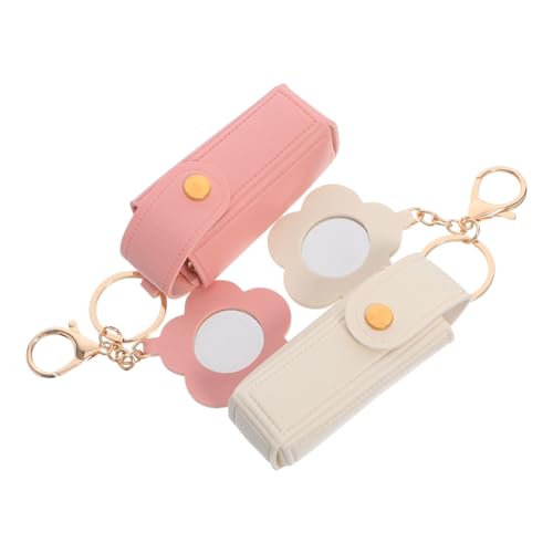 Beavorty 2 Stück Teiliges Lippenstift-etui mit Schlüsselanhänger Mini Tragbare Lippenstifthülle mit Spiegel Kompakter Kosmetik Organizer für Reisen und Alltag Modische von Beavorty