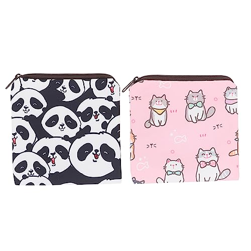 Beavorty 2 Stück Teiliges Niedliche Kosmetiktaschen für Damen wasserdichte Aufbewahrungstaschen für Damenbinden Multifunktionale Make Up Taschen im Cartoon Design Panda Katzenfliege von Beavorty