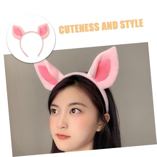 Beavorty 2 Stück Teiliges Pinkes Schweineohr Stirnband aus Plüsch Lustiger Party Haarreifen für Damen Bequem Sitzendes Modisches Accessoire für Kostüm Faschingsfeiern von Beavorty