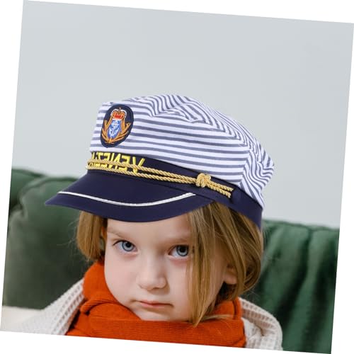 Beavorty 2 Stück Teiliges Verstellbare Baumwoll Matrosenmützen mit Blau Gestreiftem Design Atmungsaktive Kapitänshüte für Erwachsene Bootsfahrer Kostüm Damen Faschingshut und Dekoratives von Beavorty