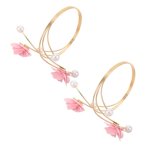 Beavorty 2stücke Blumen-armreif Für Damen Verstellbares Armband Mit Perlenmuster Metall-oberarm-armreif Offenes Armreif-design Schmuck Für Partys Und Hochzeiten von Beavorty