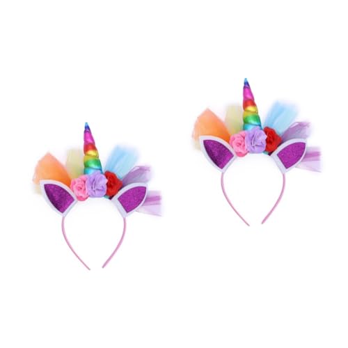 Beavorty 2St einhorn haarband Kindergeschenke einhorn kopfschmuck Blumenkopfschmuck Tiara Einhorn-Stirnband für Kinder Einhorn-Haarband für Kinder Halloween Kopfbedeckung Zubehör von Beavorty