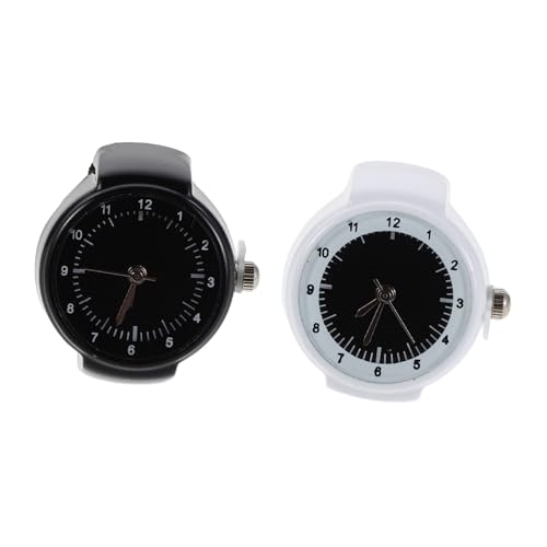 Beavorty 2 Stück Uhren Für Teenager Fingerring Quarzuhr Damen Fingeruhr Dehnbare Fingerringuhr Uhren Für Teenager Mädchen Kleine Uhr Unisex Quarzuhr Herren Fingerringuhr von Beavorty