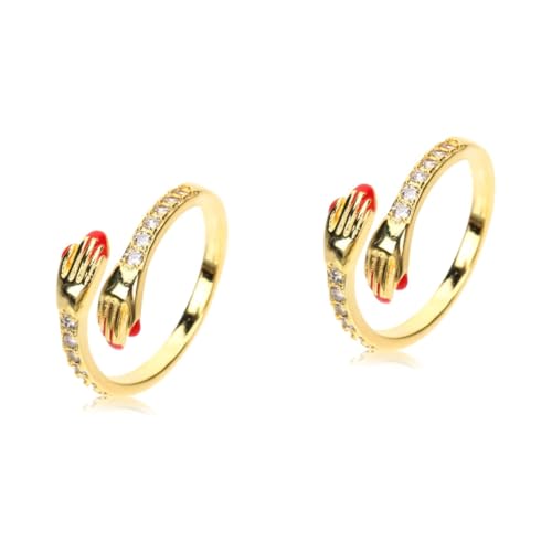 Beavorty 2 Stück Umarmungsringe Ringe Damengeschenke Teenager Mädchen Mädchengeschenke Der Ring Liebesschmuck Schmuckring Ästhetischer Ring Schmuck Eheringe von Beavorty