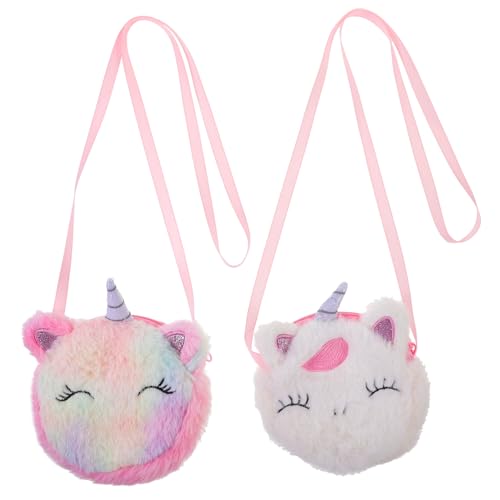 Beavorty 2 Stück Umhängetasche Geldbörsen Für Frauen Trendy Schulter Münze Einhornbeutel Reisen Geldbeutel Cartoon Kleiner Beutel Kreuzen Münztasche Für Den Außenbereich Münzbeutel Plüsch von Beavorty